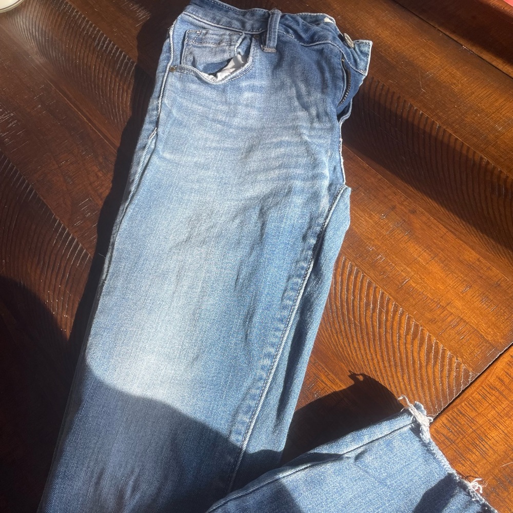 PAC sun mid rise skinny jeans with distressed ankles